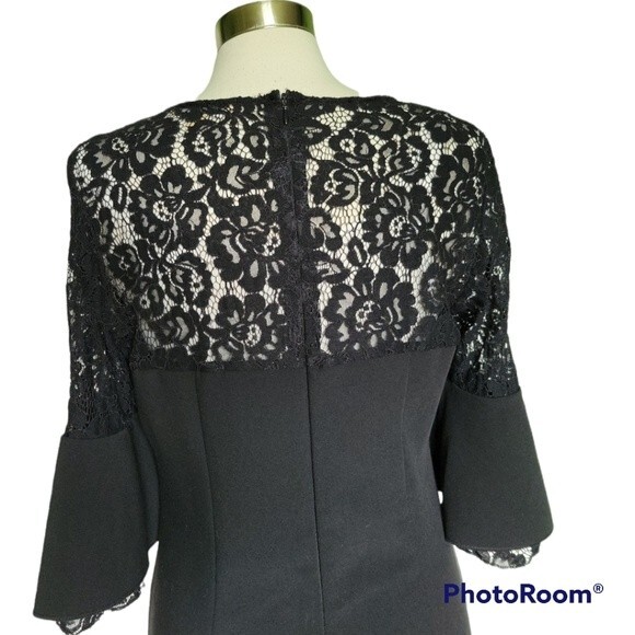 Hope & Harlow Sheath Black Lace Dress W Bell Sleeves -  10 - Picture 9 of 12